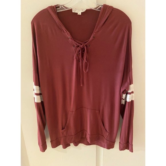 Pink Republic Plum Lace-up Long Sleeve Hoodie